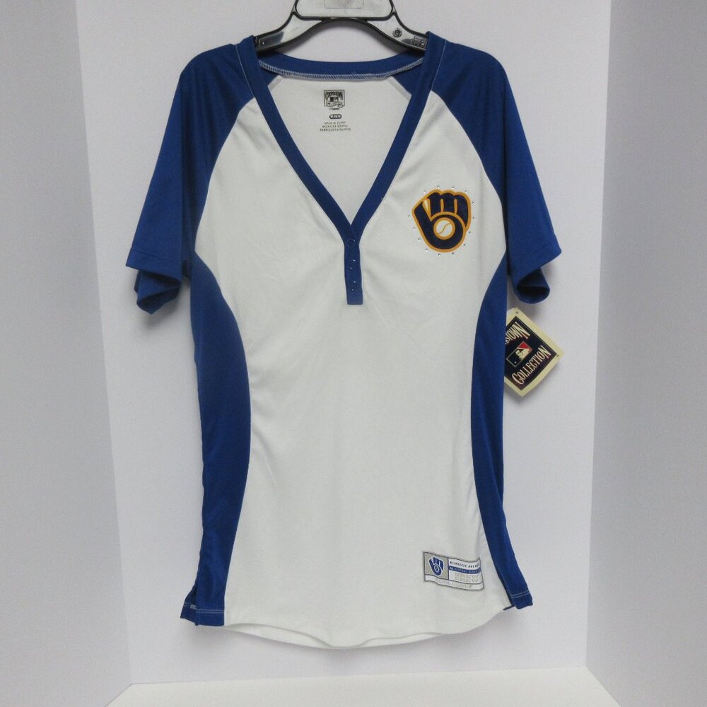 Women’s Cooperstown Collection By Majestic MLB Milwaukee Brewers Top Size M